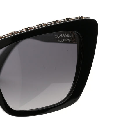 Chanel Acetate Polarized Butterfly Sunglasses 5540 Black 8 of 9
