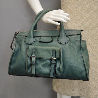 Chloe Leather Edith Satchel Green 2 of 9