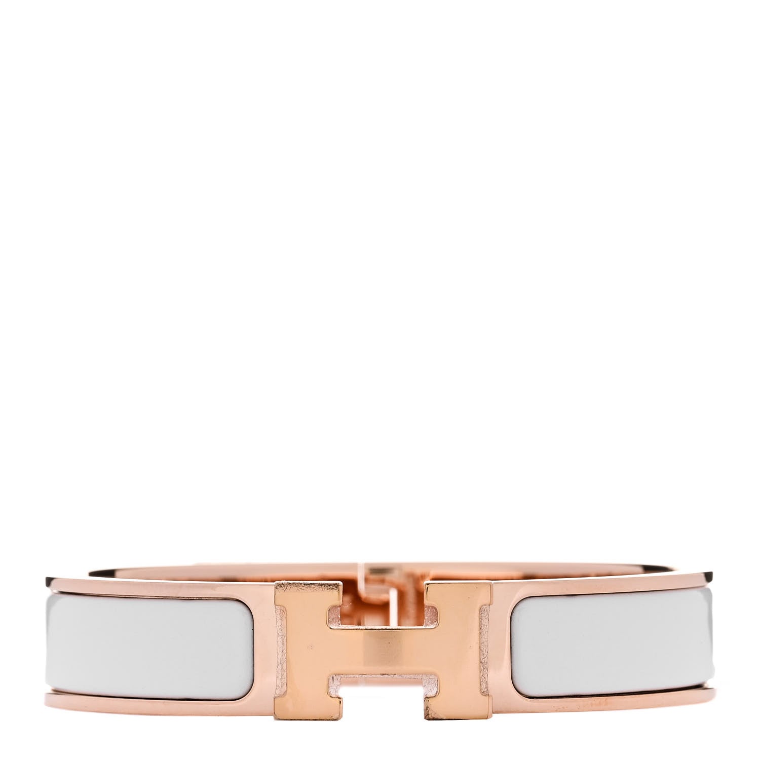 Hermes Enamel Narrow Clic Clac H Bracelet PM White 1 of 5