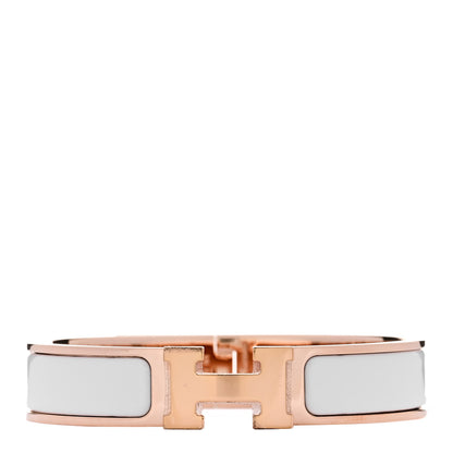 Hermes Enamel Narrow Clic Clac H Bracelet PM White 1 of 5