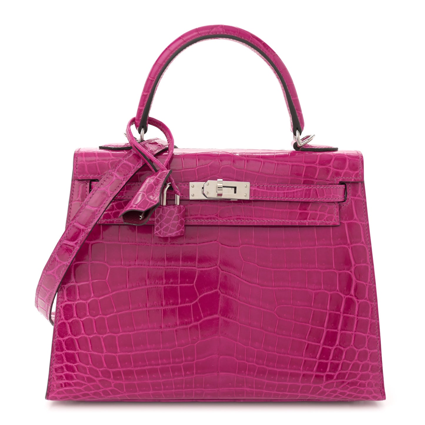 Shiny Niloticus Crocodile Kelly Sellier 25 Rose Pourpre