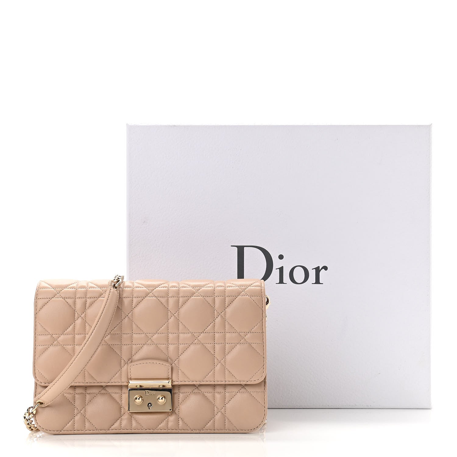 Christian Dior Lambskin Cannage Miss Dior Promenade Pouch Beige 10 of 10