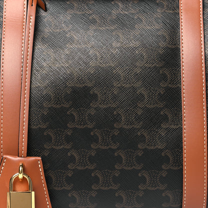 Celine Triomphe Canvas Calfskin Boston Bag Tan 8 of 10