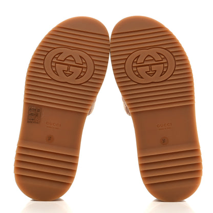 Gucci Canvas GG Monogram Angelina Platform Slide Sandals 37 Beige Ruggine 5 of 8