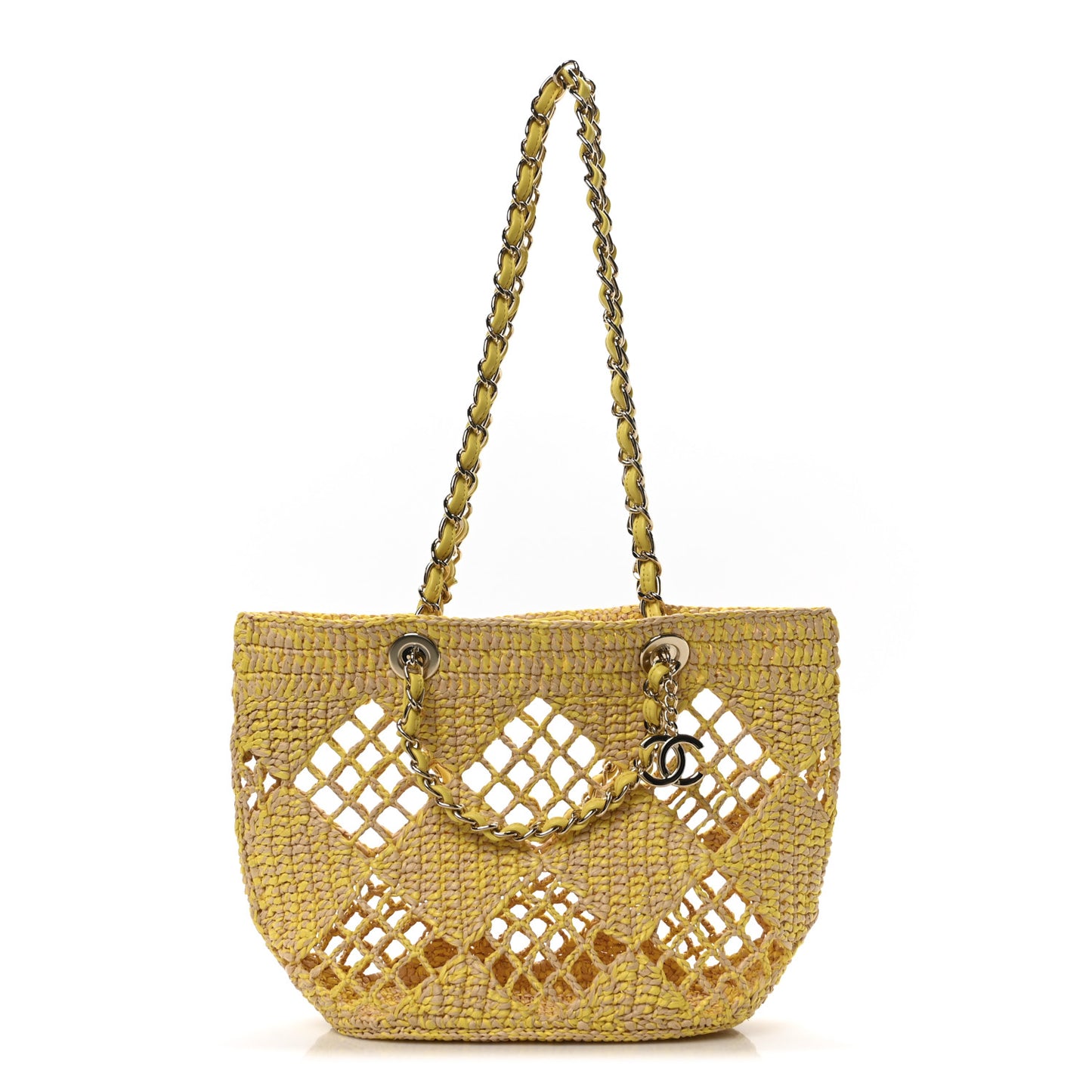 Straw Raffia Tote Beige Yellow