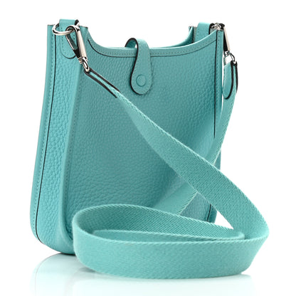 Hermes Taurillon Clemence Evelyne TPM Bleu Atoll 2 of 10