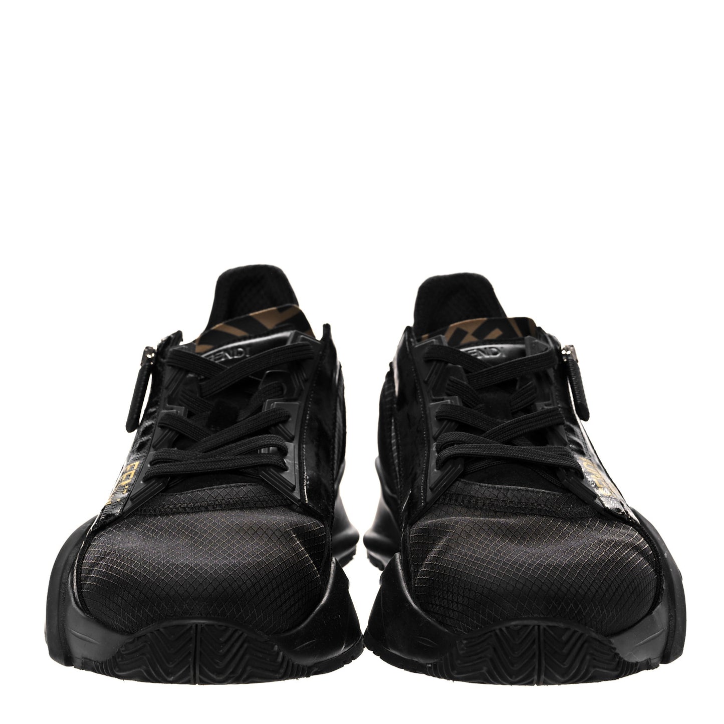Nylon Suede Mens Fendi Flow Low Top Sneakers 8.5 Black