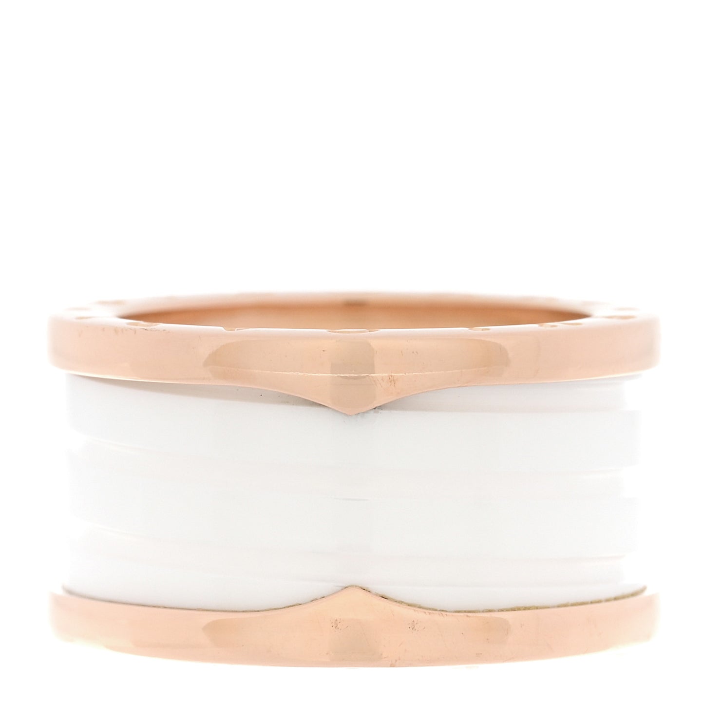 18K Rose Gold White Ceramic B.Zero1 Four-Band Ring 54 6.75