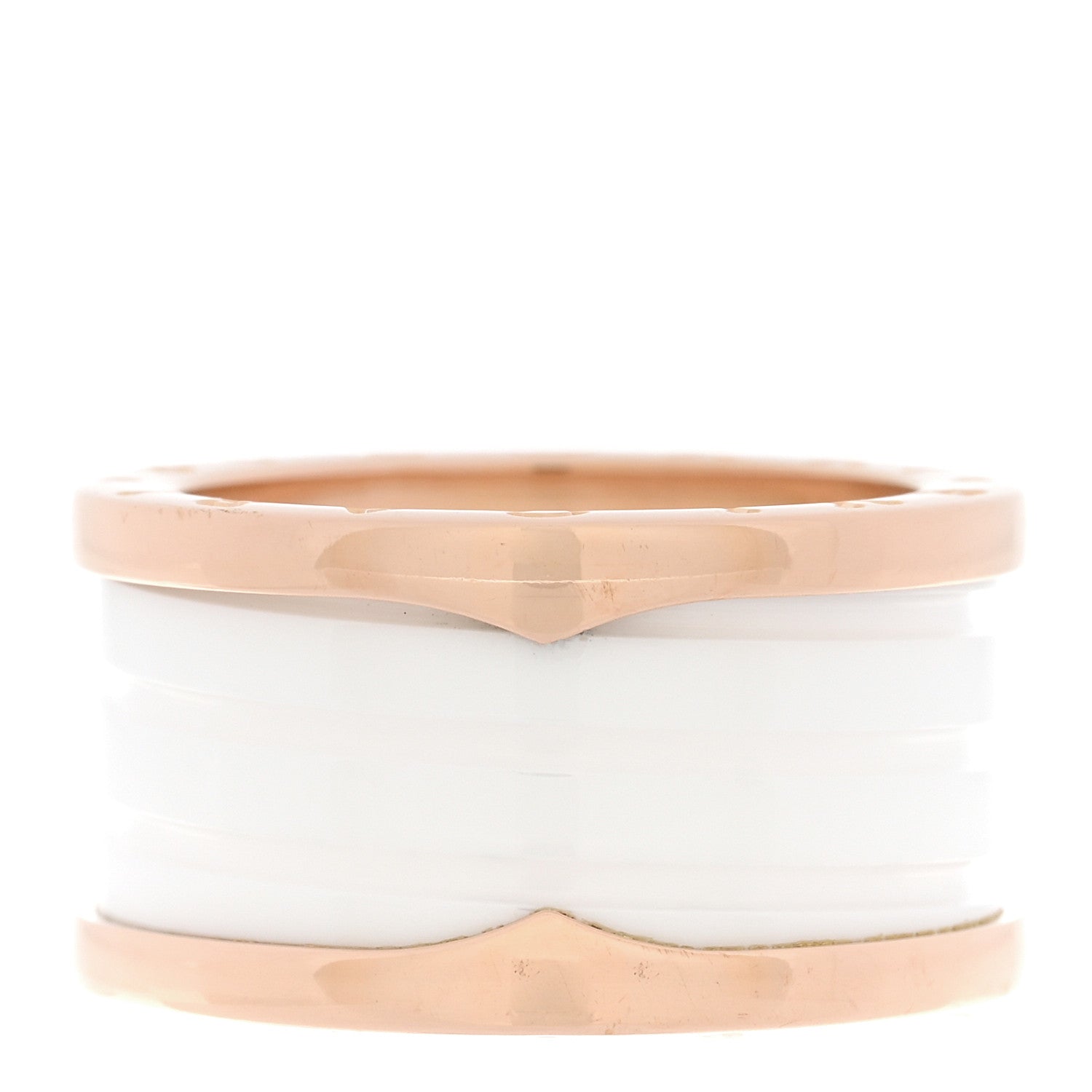 Bulgari 18K Rose Gold White Ceramic B.Zero1 Four-Band Ring 54 6.75 1 of 6