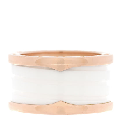 Bulgari 18K Rose Gold White Ceramic B.Zero1 Four-Band Ring 54 6.75 1 of 6