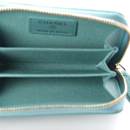Chanel Caviar Flat Chevron Quilted Zip Coin Purse Green 5 of 8