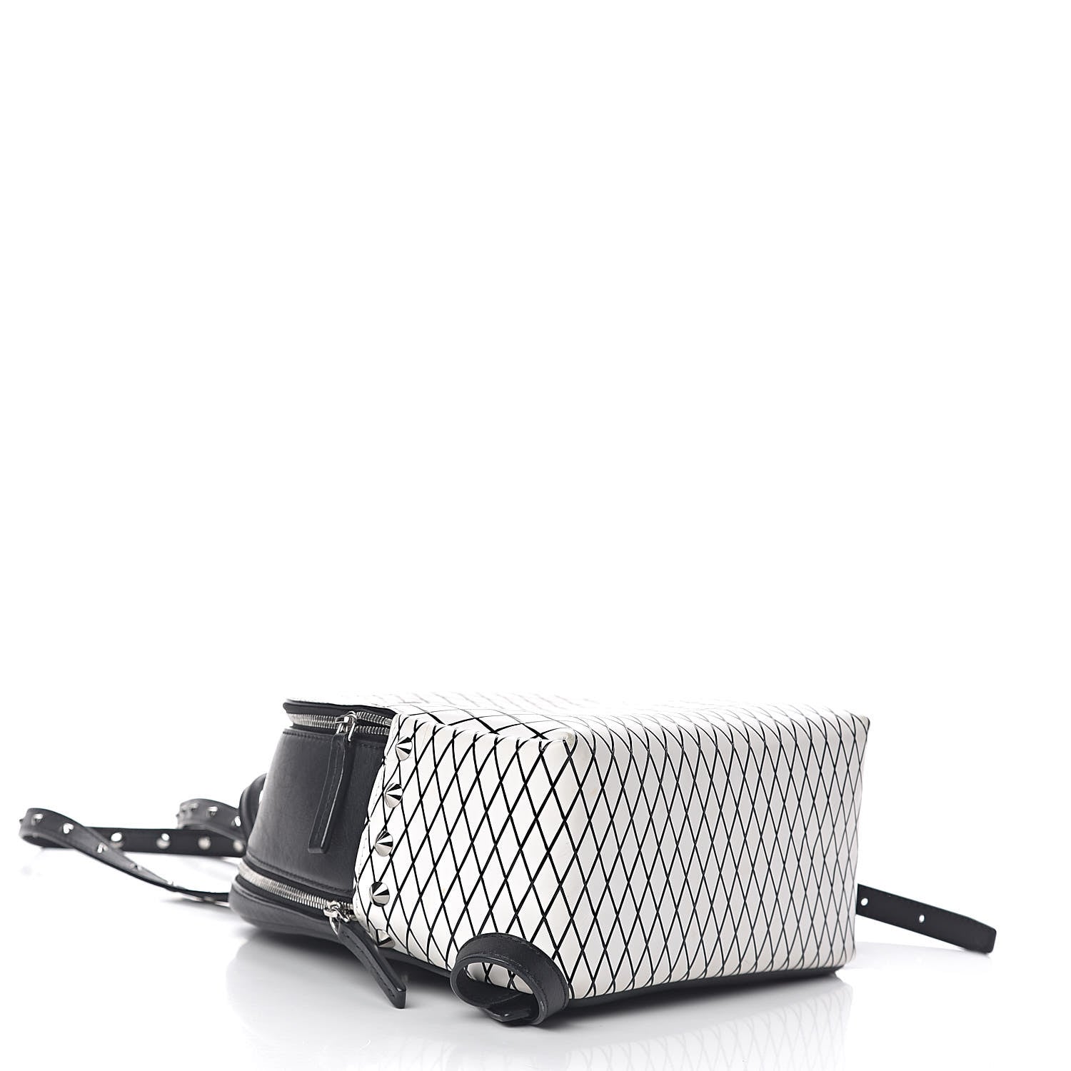 MCM Calfskin Polke Stud Rombi Mini Duchess Backpack White Black 4 of 11