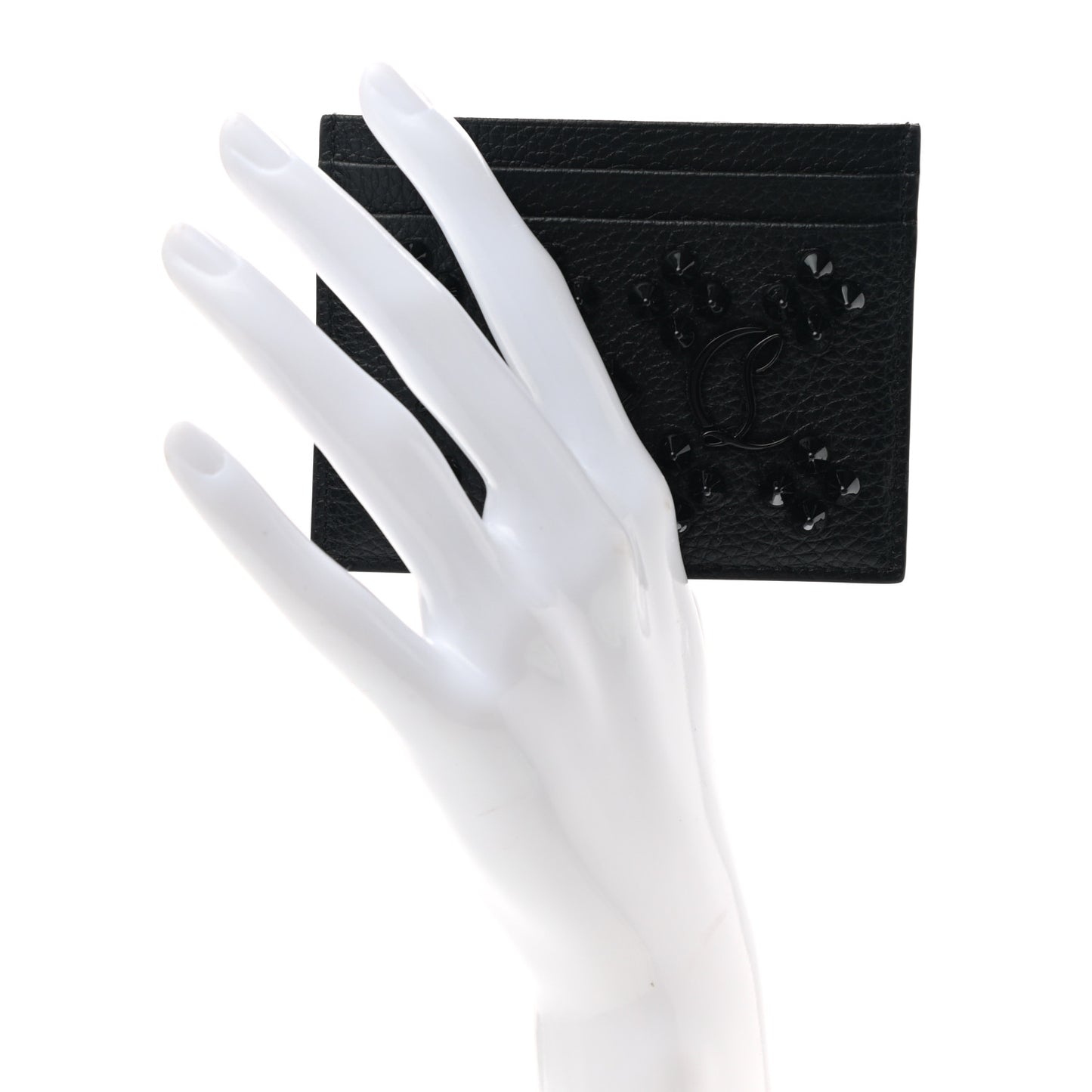 Calfskin Kios Studded Card Holder Black