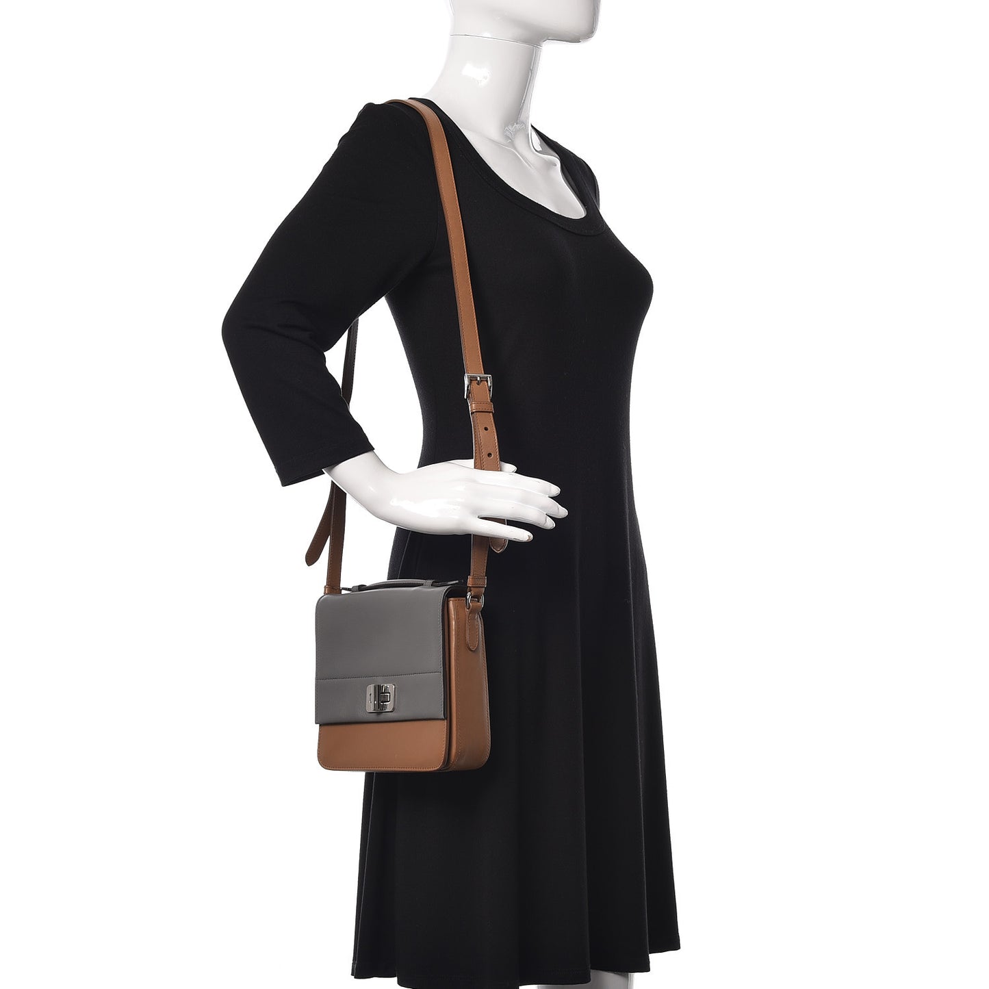 City Calf Bi-Color Crossbody Bag Cannella Marmo