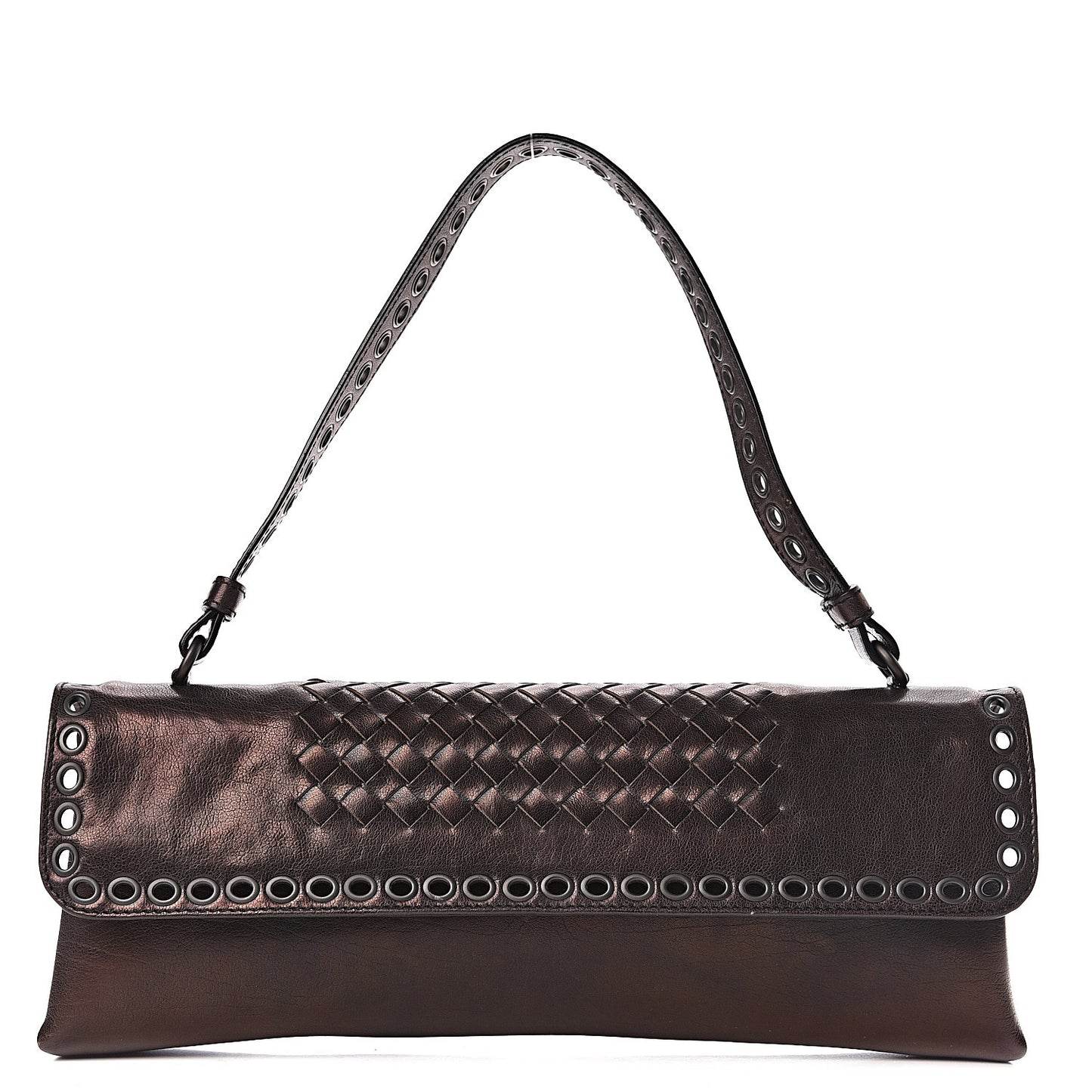 Metallic Nappa Intrecciato Eyelets Flap Shoulder Bag Matita
