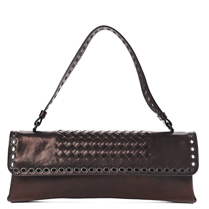 Bottega Veneta Metallic Nappa Intrecciato Eyelets Flap Shoulder Bag Matita 1 of 17