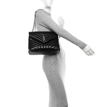 Saint Laurent Calfskin Y Quilted Monogram Medium Loulou Chain Satchel Black 2 of 9