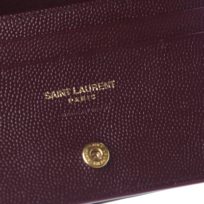 Saint Laurent Grain De Poudre Matelasse Chevron Monogram Card Case Bordeaux 6 of 8