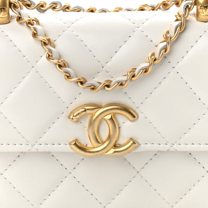 Chanel Calfskin Quilted Perfect Fit Coin Purse With Chain White 9 of 12