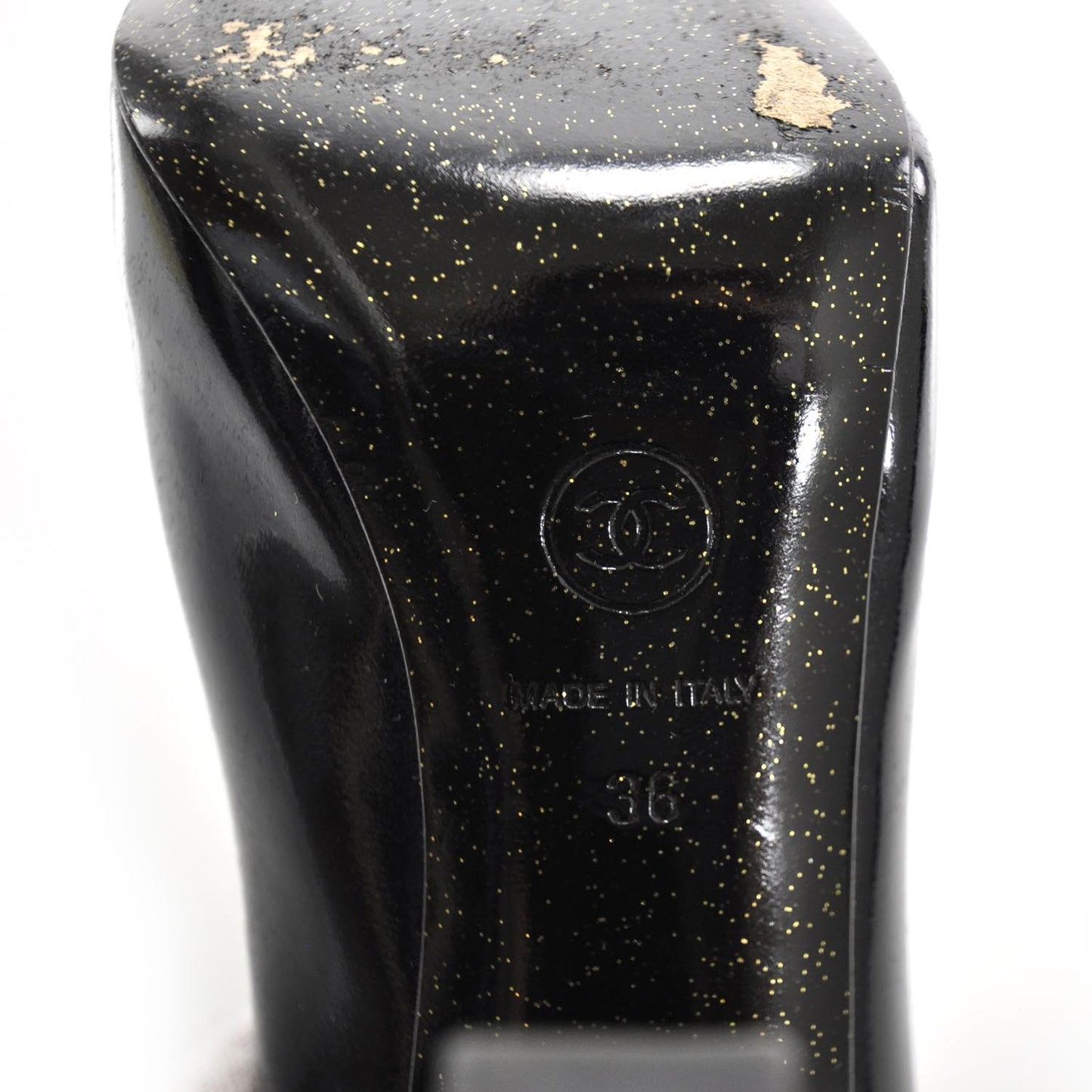 Patent Glitter Cap Toe Pumps 36