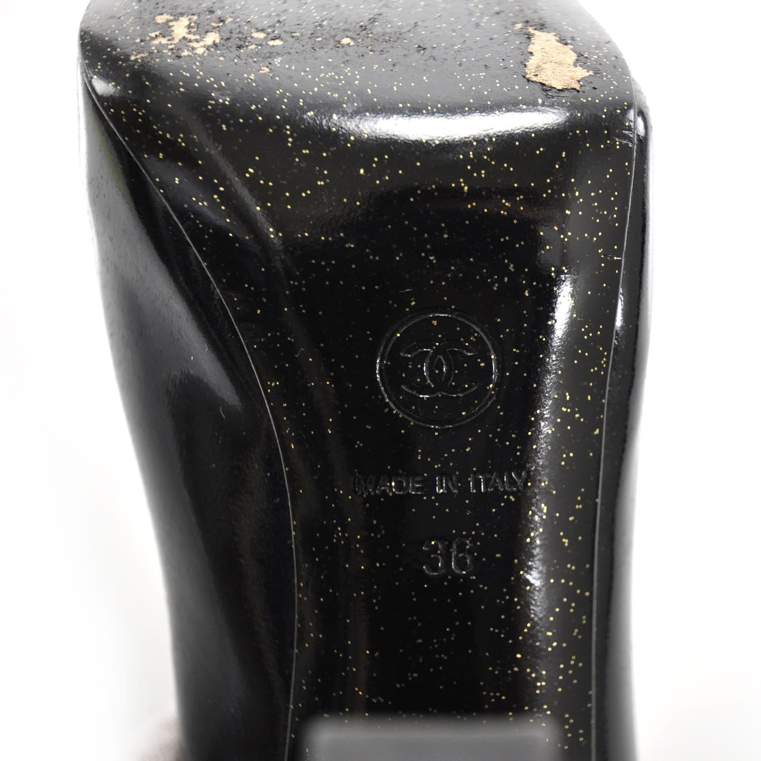 Chanel Patent Glitter Cap Toe Pumps 36 6 of 9