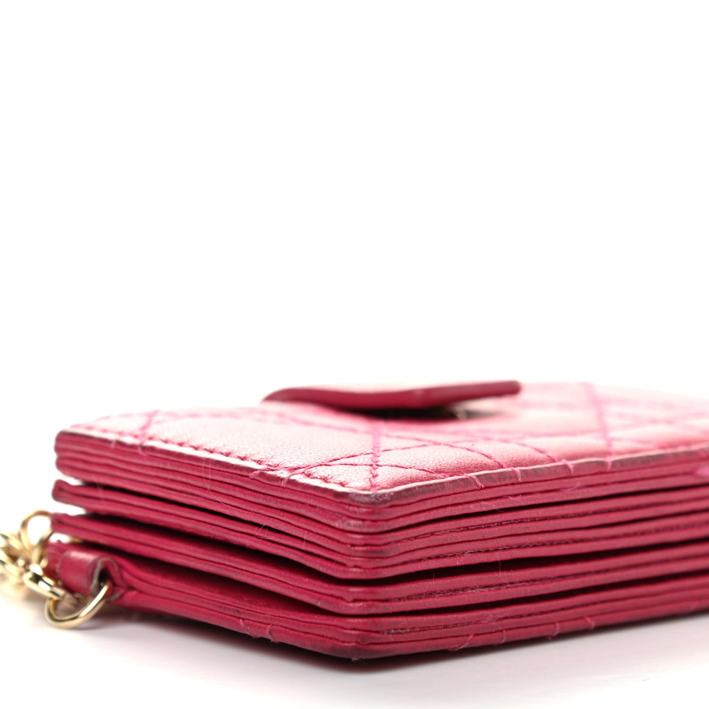 Lambskin Cannage Lady Dior 5-Gusset Card Holder Fuchsia