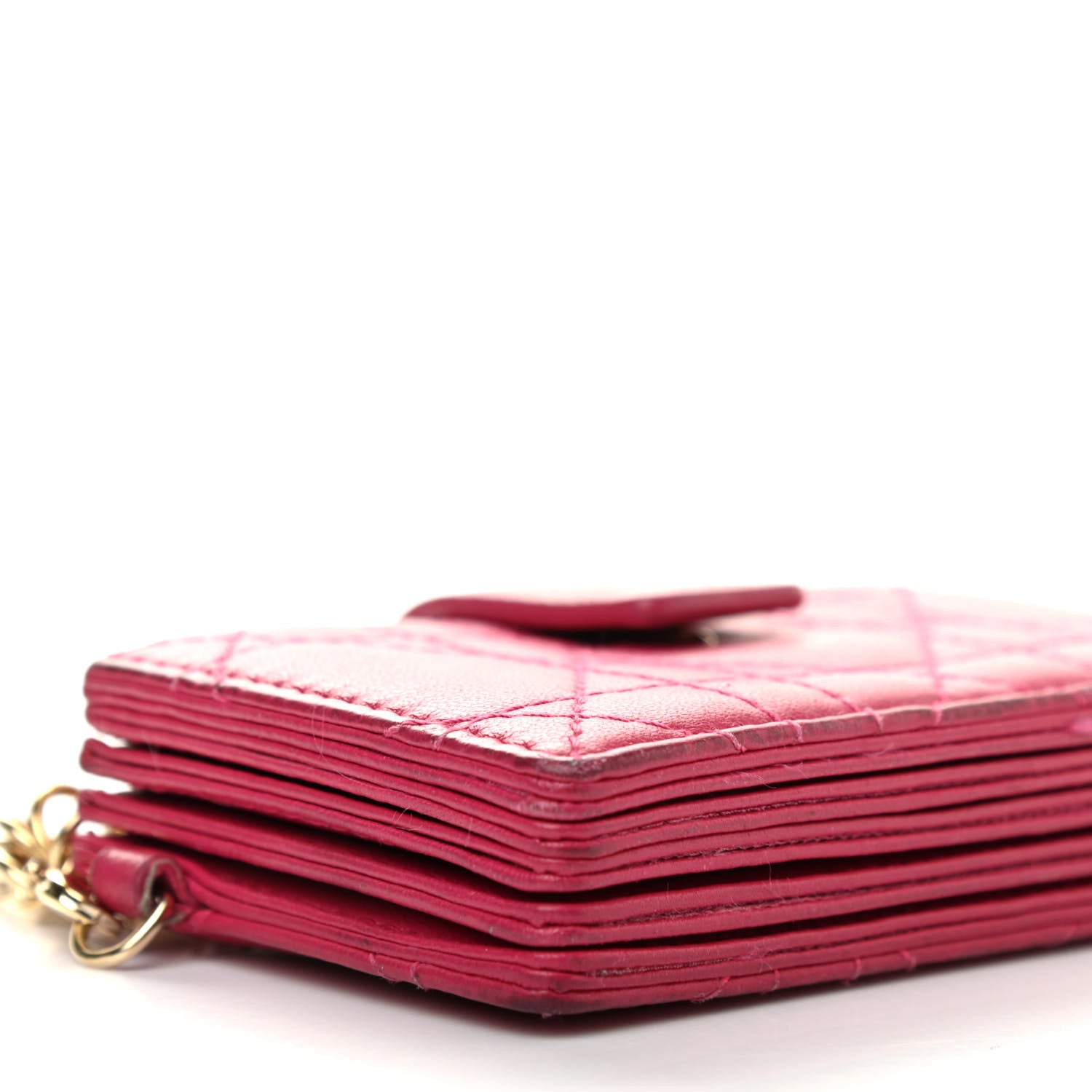 Christian Dior Lambskin Cannage Lady Dior 5-Gusset Card Holder Fuchsia 8 of 12