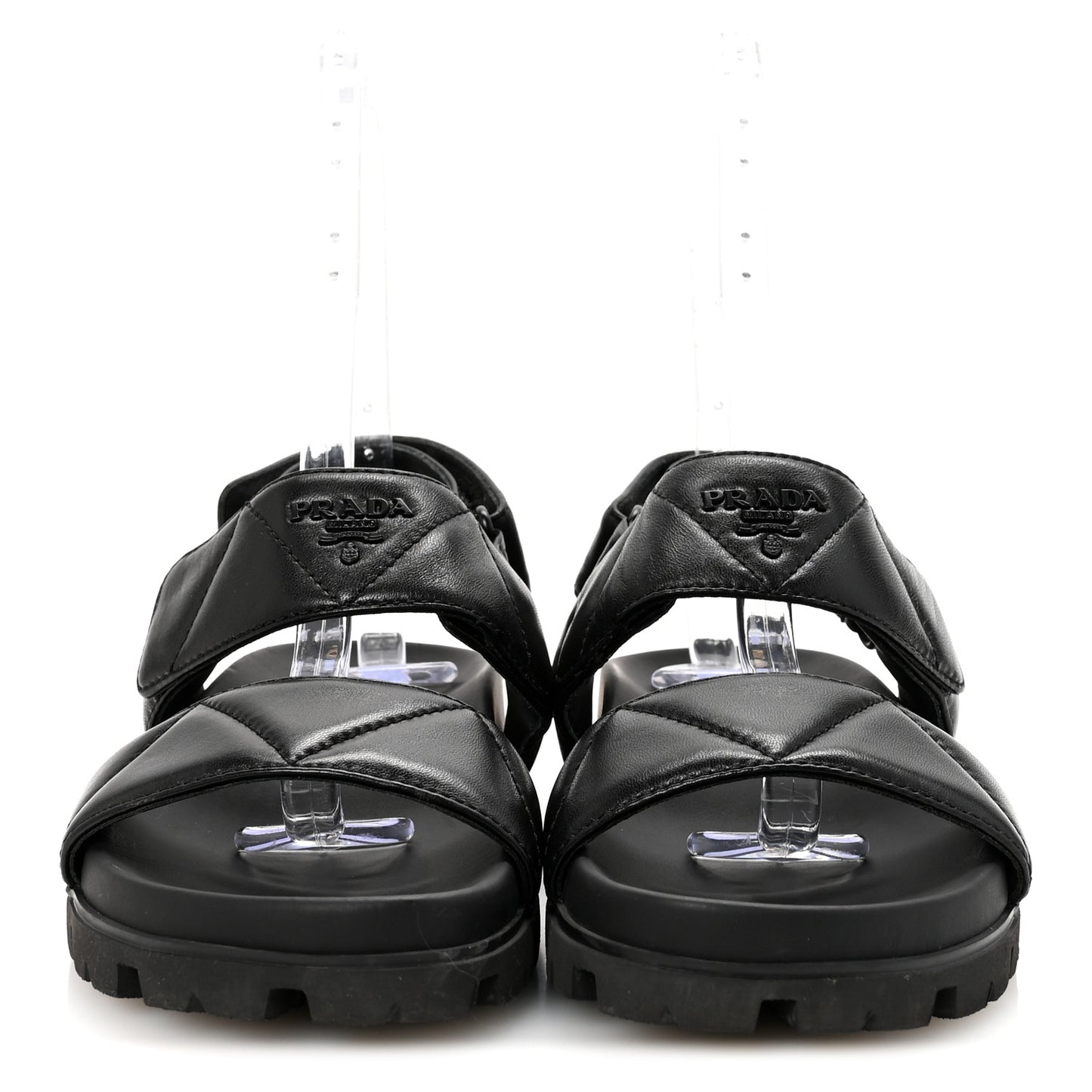 Nappa Logo Quilted 20mm Sport Sandals 37.5 Black