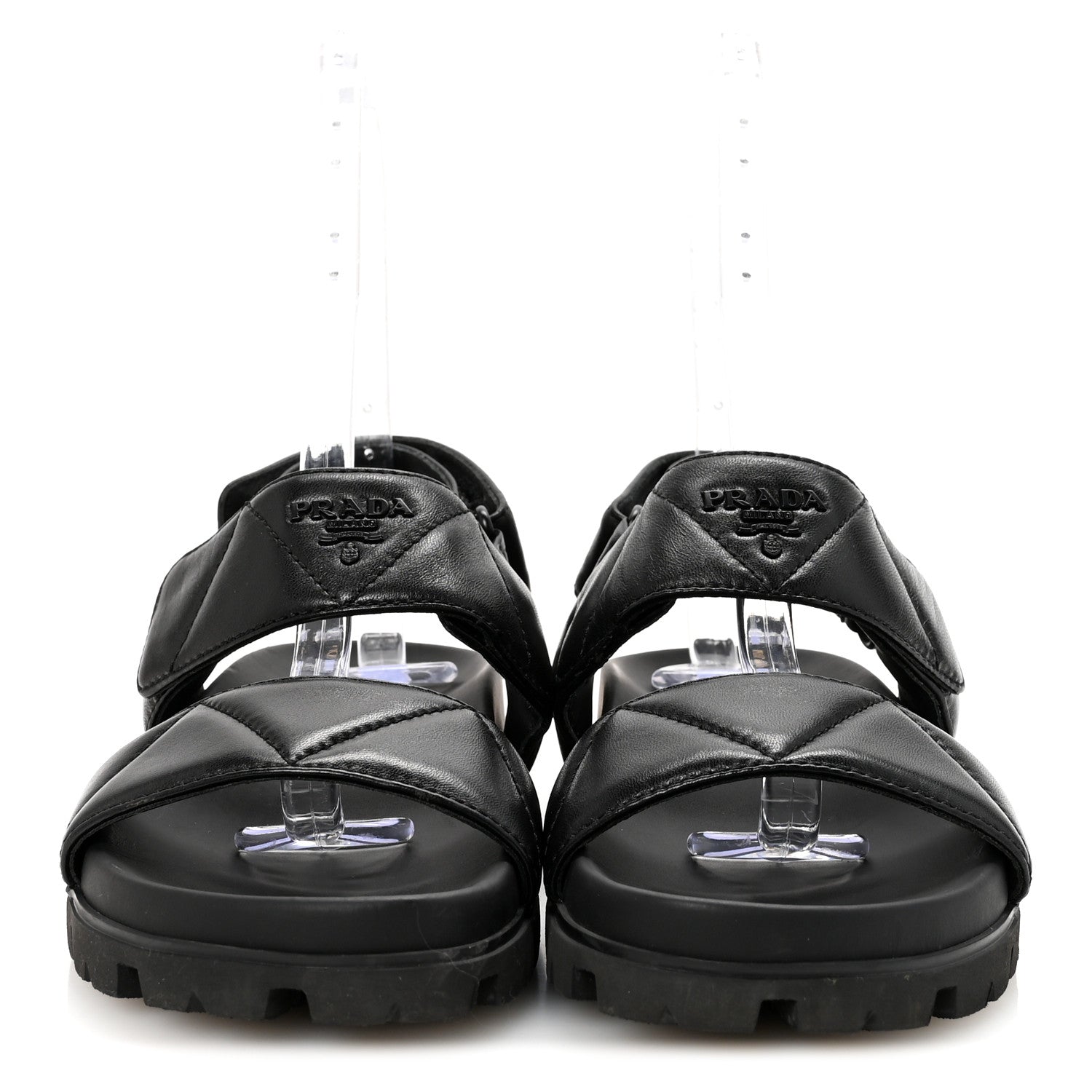 Prada Nappa Logo Quilted 20mm Sport Sandals 37.5 Black 3 of 9