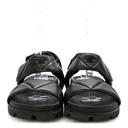 Prada Nappa Logo Quilted 20mm Sport Sandals 37.5 Black 3 of 9