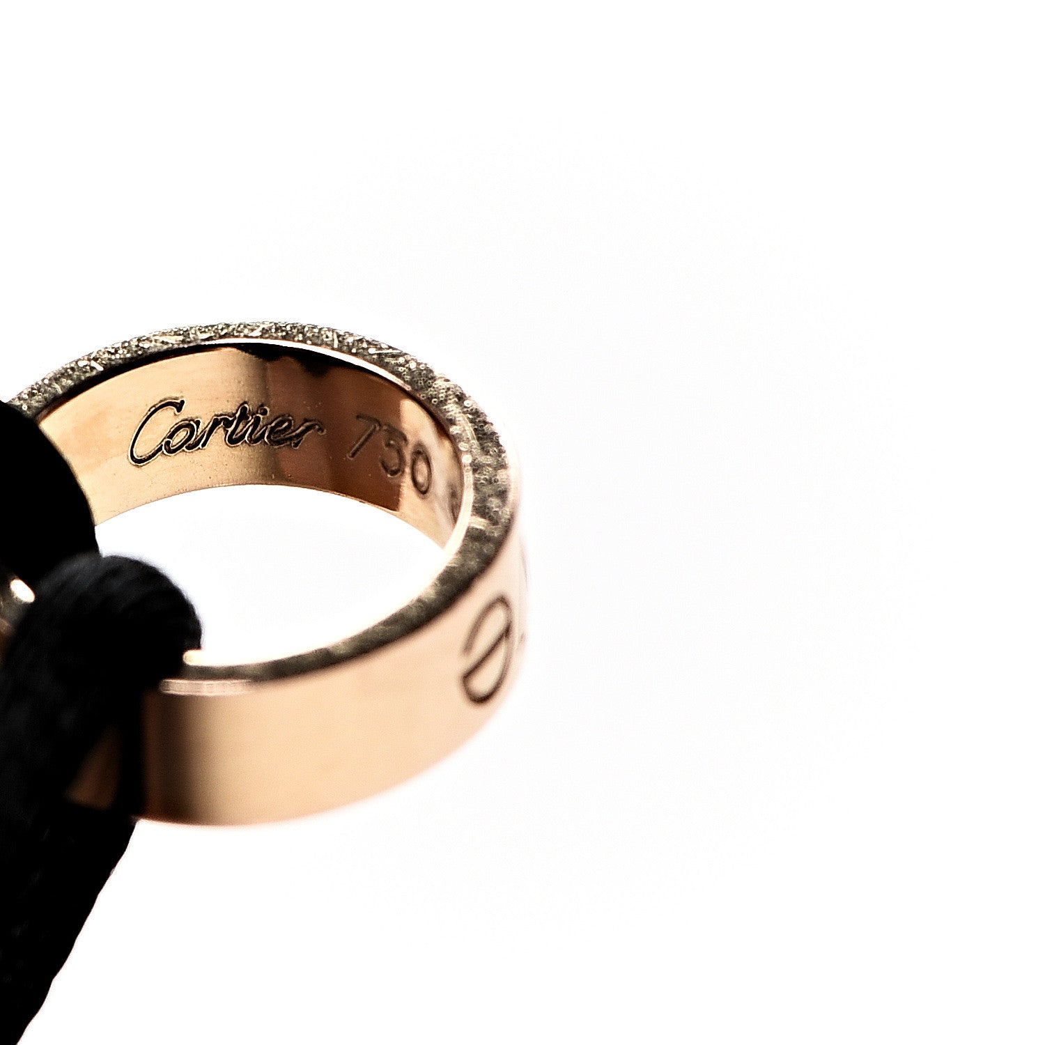 Cartier 18K Pink Gold Charity LOVE Adjustable Cord Bracelet Black 3 of 4