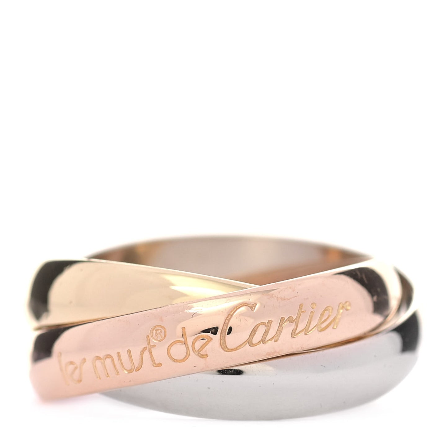18K Pink Yellow White Gold Classic Les Must De Cartier Trinity Ring 49 4.75