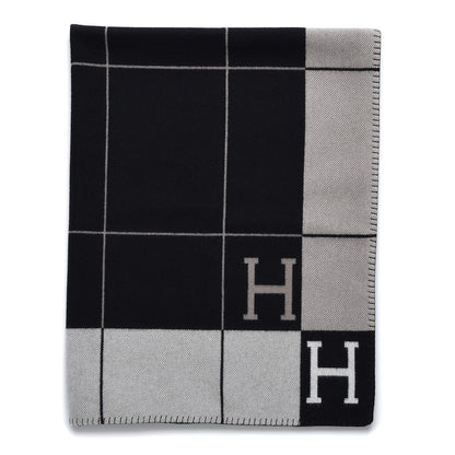 Hermes Wool Cashmere Avalon III Blanket Ecru Gris Fonce 1 of 4
