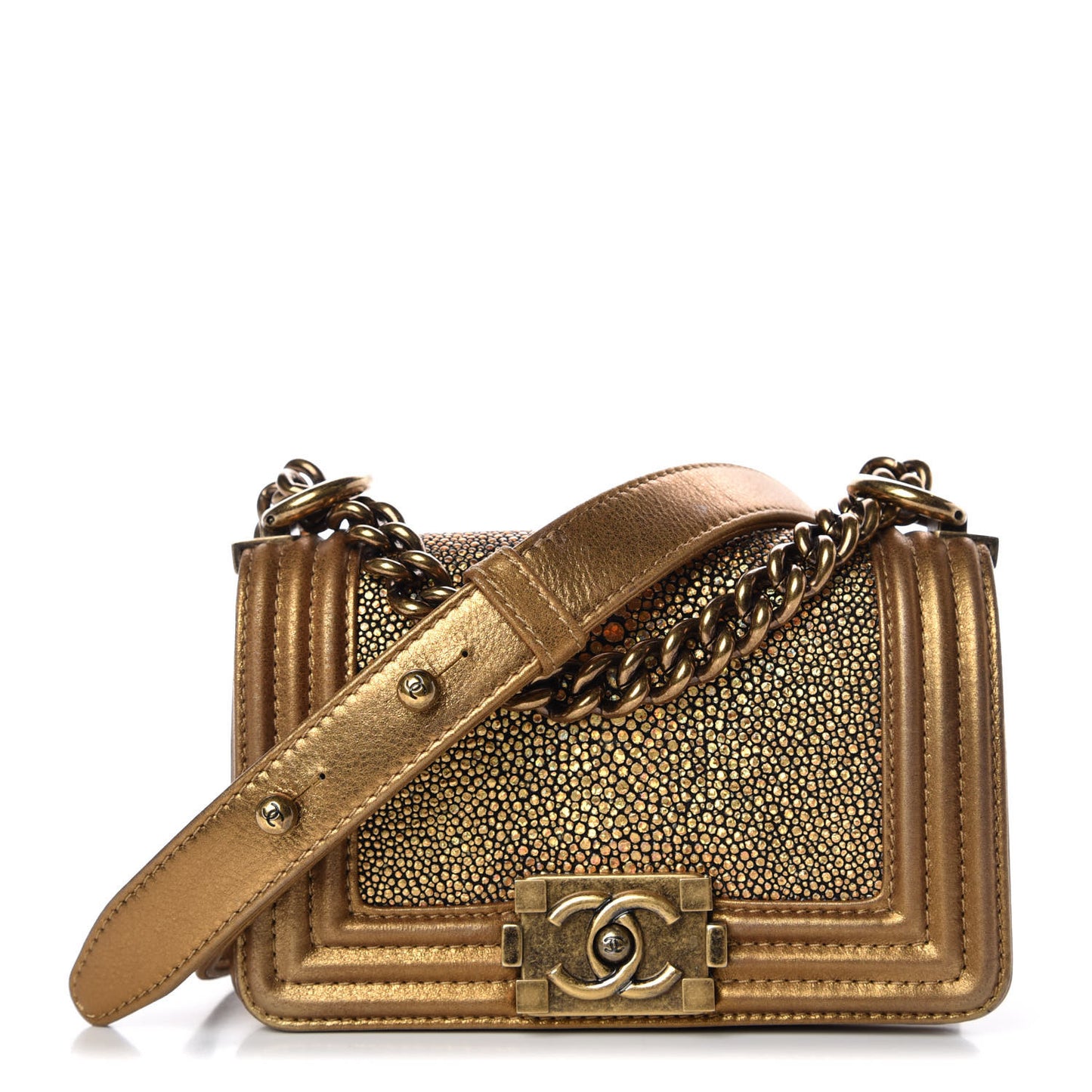 Galuchat Stingray Mini Boy Flap Gold