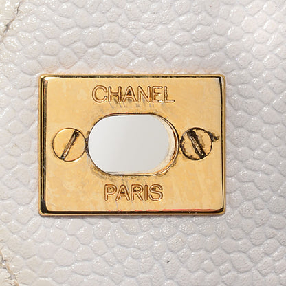 Chanel Caviar Chevron Shoulder Flap Bag White 5 of 9