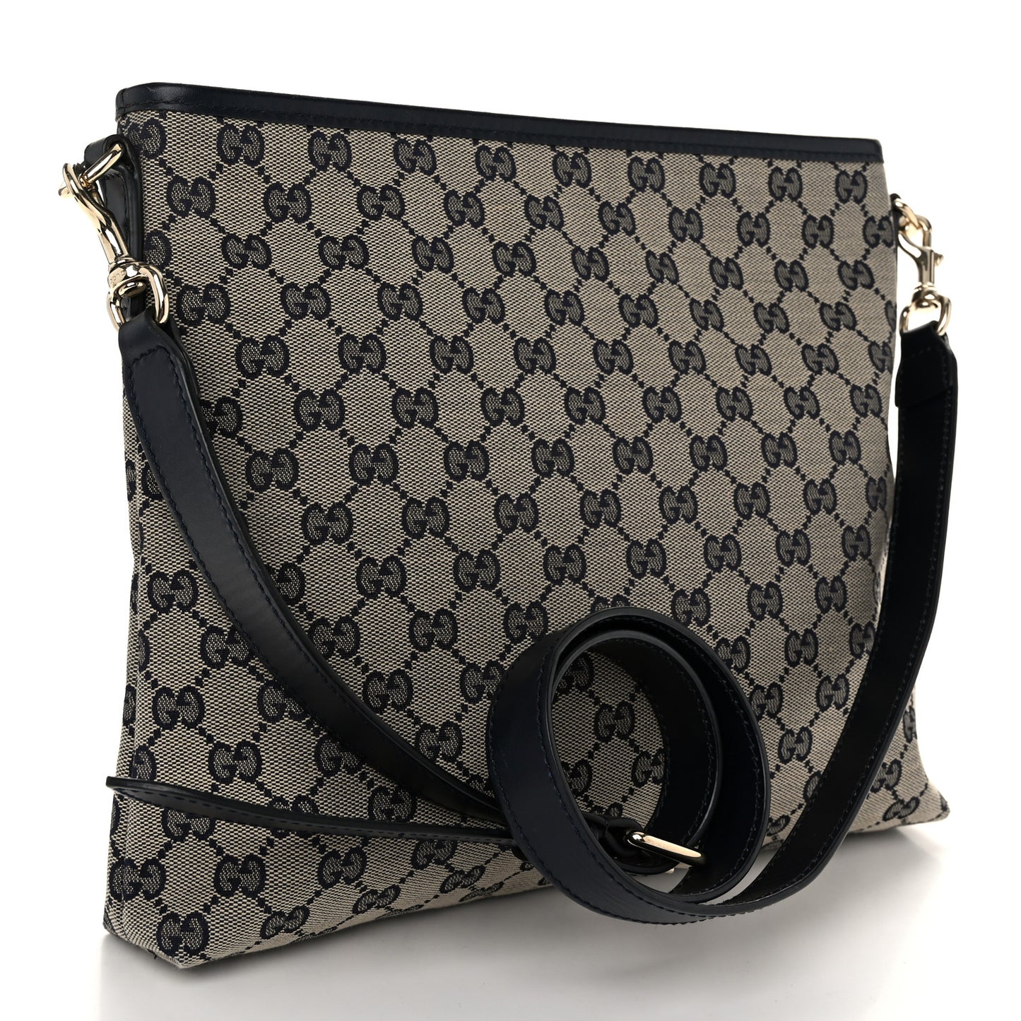 GG Supreme Monogram Web Flat Messenger Bag Navy