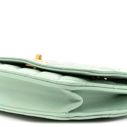 Chanel Shiny Calfskin Quilted Metal Top Handle Wallet On Chain WOC Light Green 10 of 15