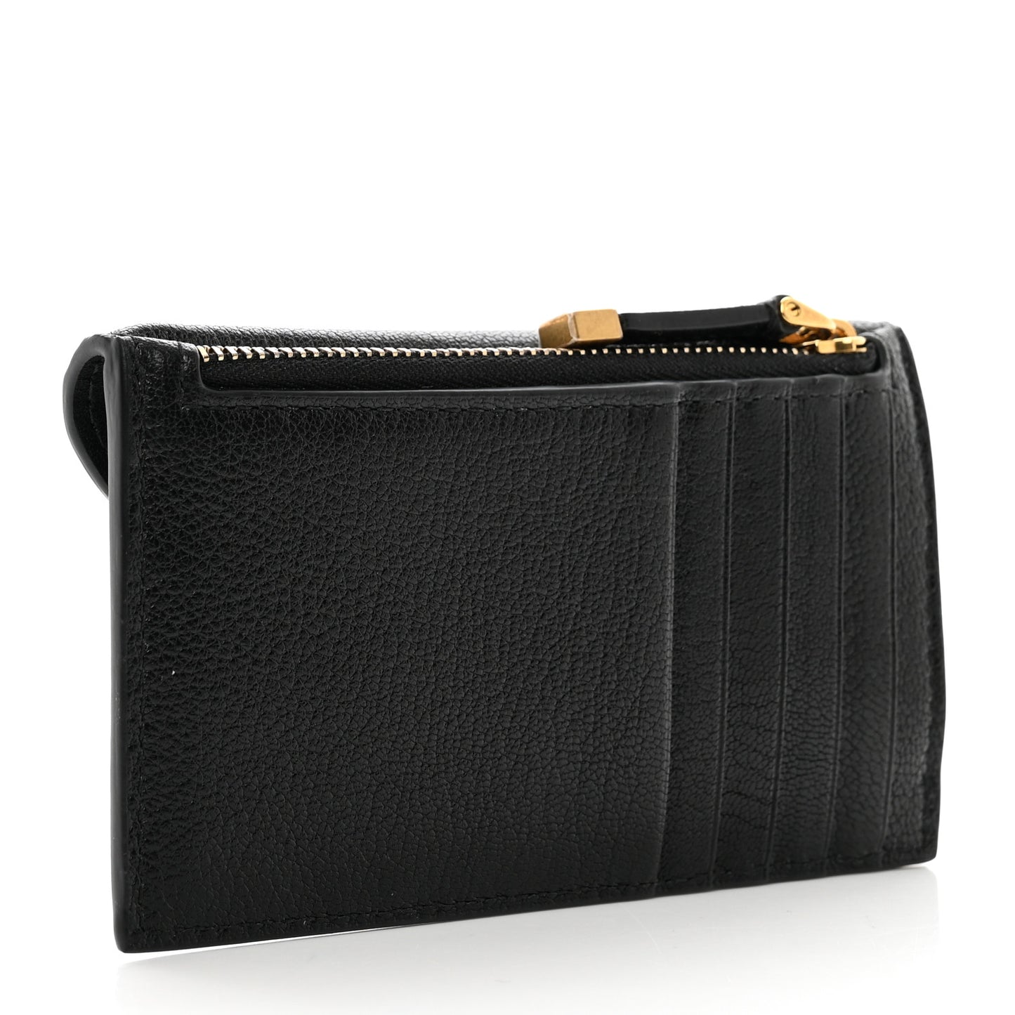 Goatskin Saddle Cosmos Zipped Card Holder Black