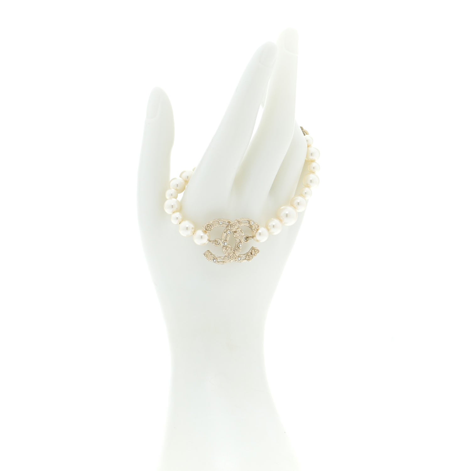 Chanel Pearl Crystal CC Bracelet Gold 2 of 6