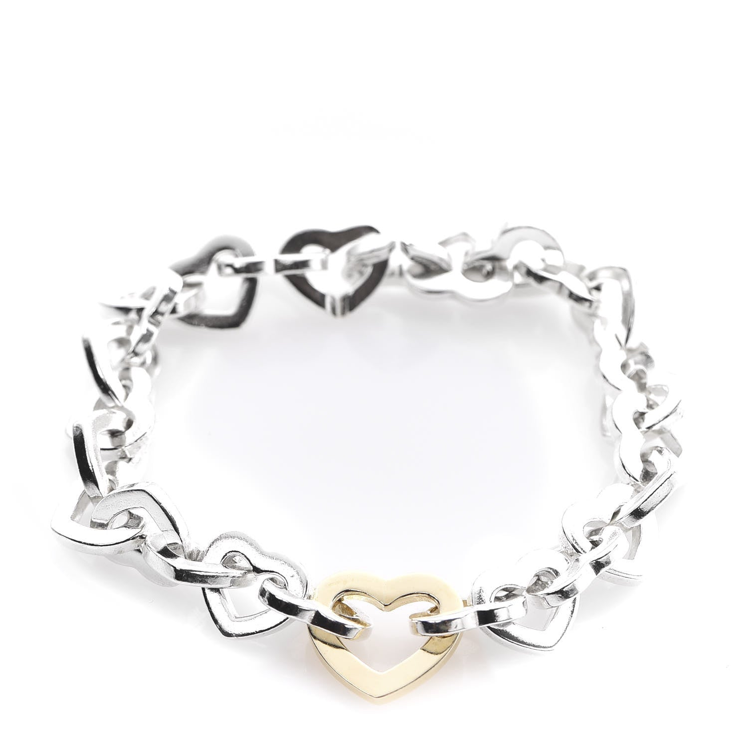 Tiffany Sterling Silver 18K Yellow Gold Heart Links Bracelet 1 of 6