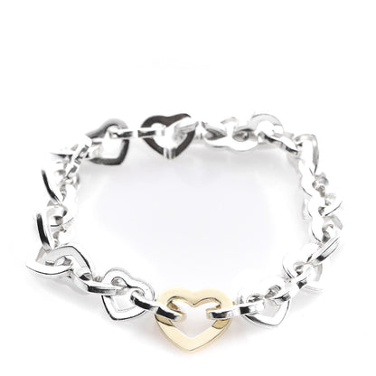 Tiffany Sterling Silver 18K Yellow Gold Heart Links Bracelet 1 of 6