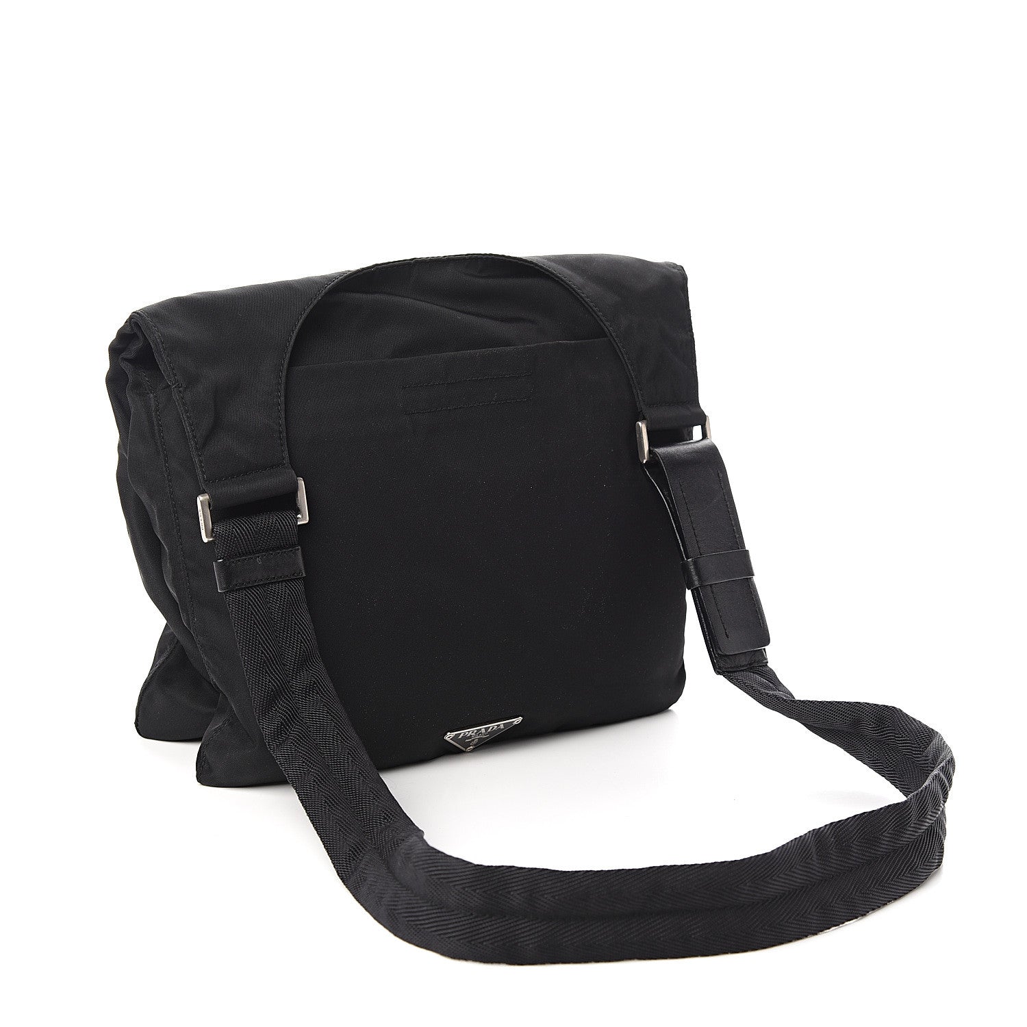 Prada Nylon Flat Messenger Bag Black 2 of 9