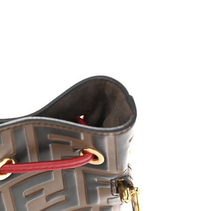 Fendi Vitello Grace F is Fendi Bi-Color FF 1974 Embossed Grande Mon Tresor Bucket Bag Maya Black Fragola 13 of 15