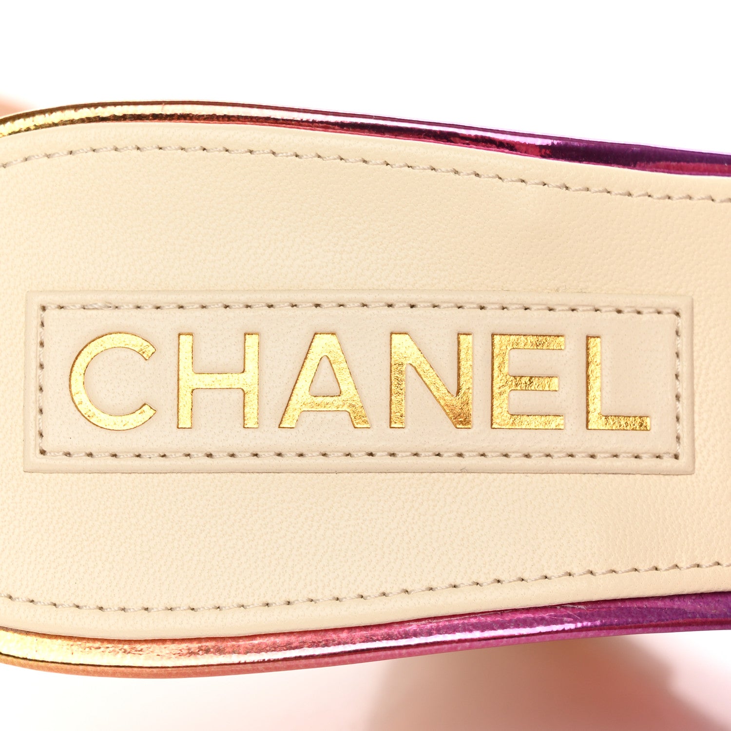 Chanel Laminated Calfskin Wedge Mules 39.5 Pink Orange Yellow 7 of 9
