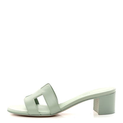 Hermes Calfskin Oasis Sandals 37 Vert D'eau 1 of 10