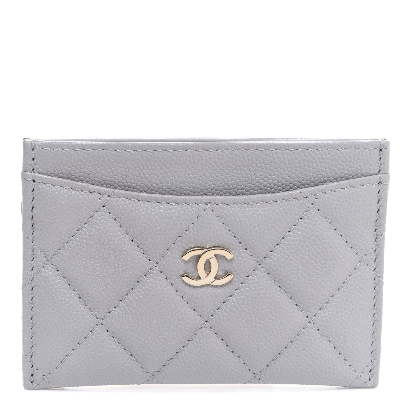 Caviar Quilted Card Holder Grey