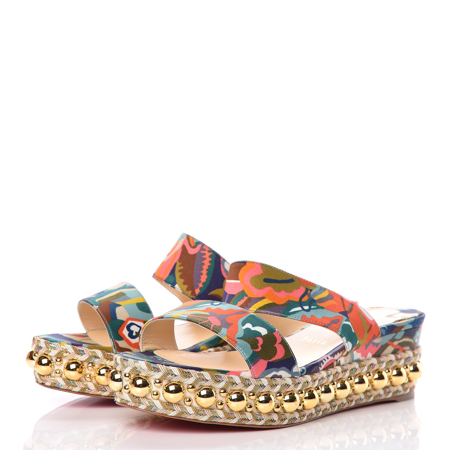 Christian Louboutin Satin Wallpaper Janitag 60 Platform Slide Sandals 40 Charlotte 3 of 8