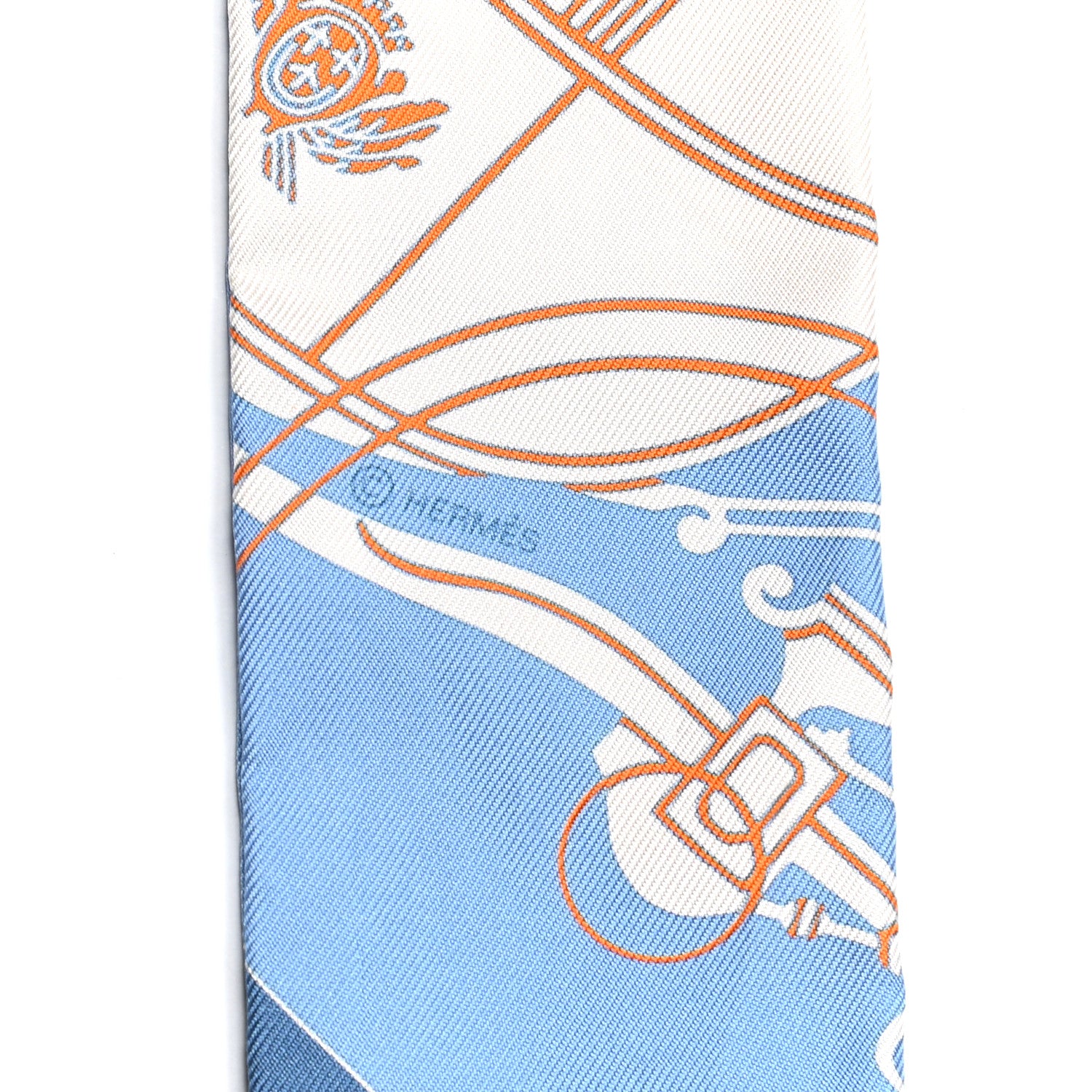 Hermes Silk Ex-Libris Sticker Twilly Bleu Moyen Jaune Vif 3 of 4