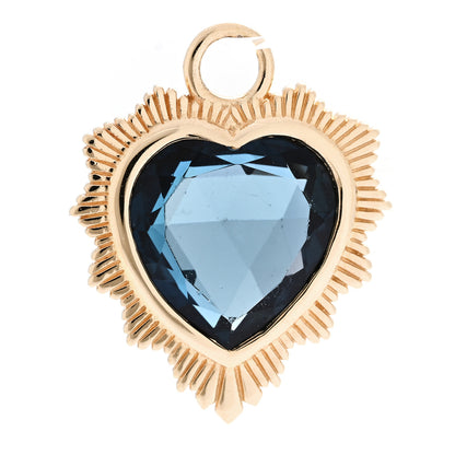 Foundrae 18K Yellow Gold London Blue Topaz Heart Love Medallion Pendant 3 of 4