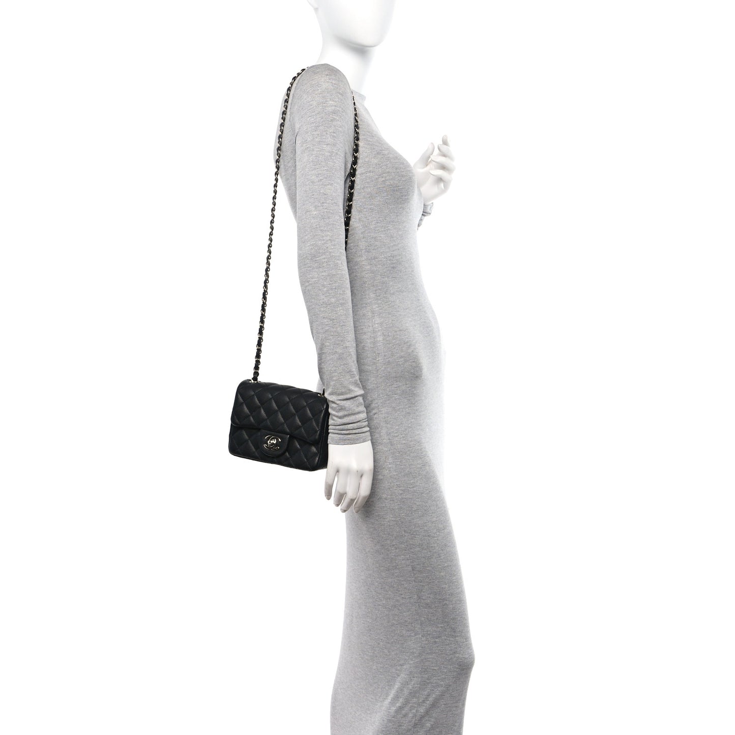 Caviar Quilted Mini Square Flap Black